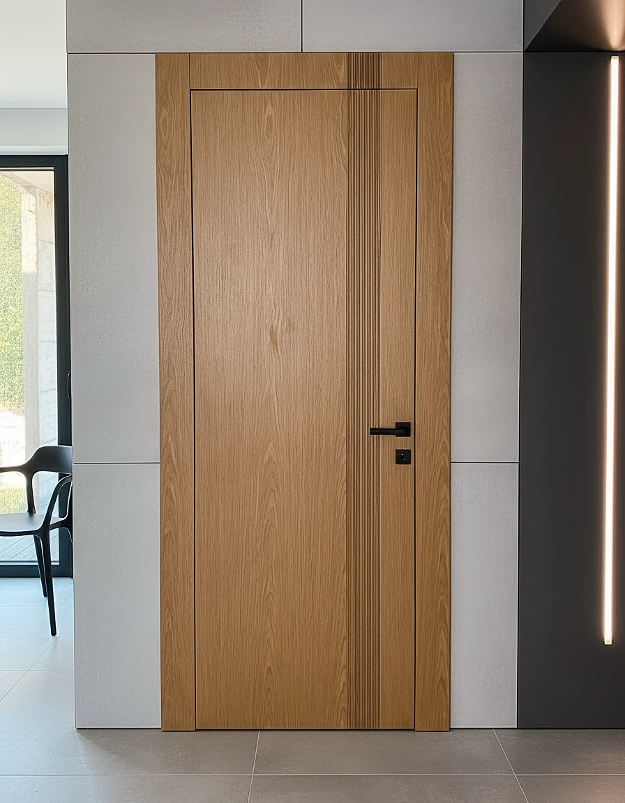 Wandbündige moderne Innentür aus Eiche